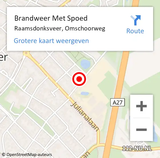 Locatie op kaart van de 112 melding: Brandweer Met Spoed Naar Raamsdonksveer, Omschoorweg op 23 oktober 2021 09:23