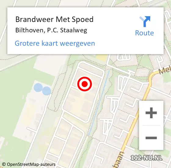 Locatie op kaart van de 112 melding: Brandweer Met Spoed Naar Bilthoven, P.C. Staalweg op 23 oktober 2021 09:29