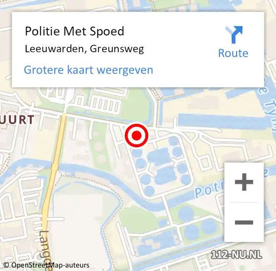 Locatie op kaart van de 112 melding: Politie Met Spoed Naar Leeuwarden, Greunsweg op 23 oktober 2021 09:34