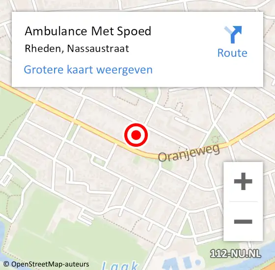 Locatie op kaart van de 112 melding: Ambulance Met Spoed Naar Rheden, Nassaustraat op 23 oktober 2021 09:45