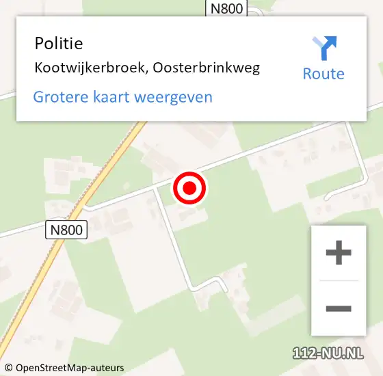 Locatie op kaart van de 112 melding: Politie Kootwijkerbroek, Oosterbrinkweg op 23 oktober 2021 09:51