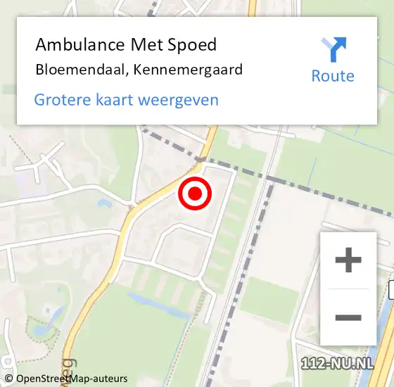 Locatie op kaart van de 112 melding: Ambulance Met Spoed Naar Bloemendaal, Kennemergaard op 23 oktober 2021 10:05