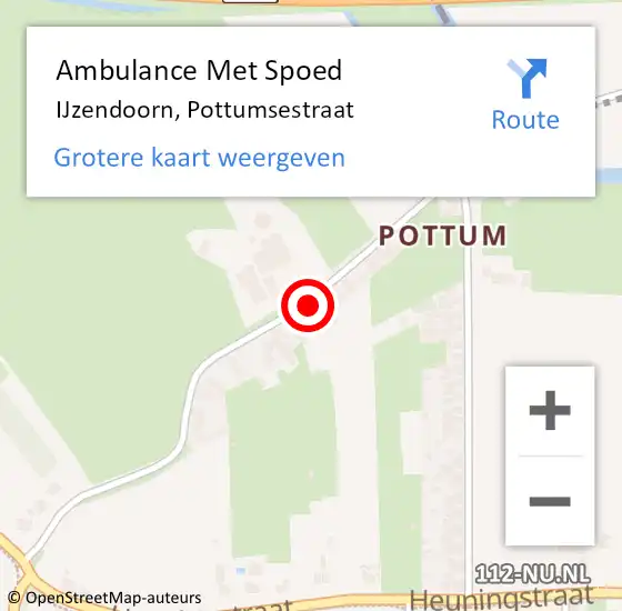 Locatie op kaart van de 112 melding: Ambulance Met Spoed Naar IJzendoorn, Pottumsestraat op 23 oktober 2021 10:24