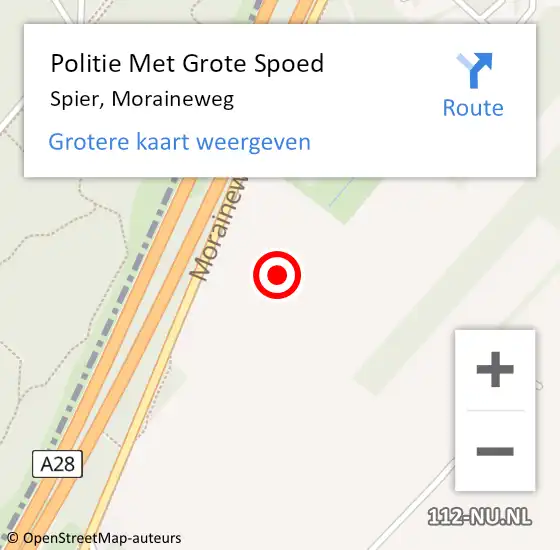 Locatie op kaart van de 112 melding: Politie Met Grote Spoed Naar Spier, Moraineweg op 23 oktober 2021 11:05