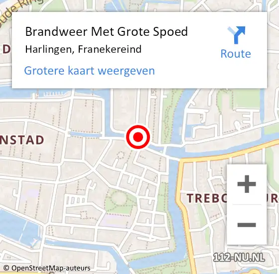 Locatie op kaart van de 112 melding: Brandweer Met Grote Spoed Naar Harlingen, Franekereind op 23 oktober 2021 11:07