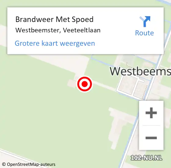 Locatie op kaart van de 112 melding: Brandweer Met Spoed Naar Westbeemster, Veeteeltlaan op 6 oktober 2013 12:59