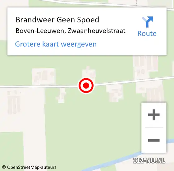 Locatie op kaart van de 112 melding: Brandweer Geen Spoed Naar Boven-Leeuwen, Zwaanheuvelstraat op 23 oktober 2021 11:18
