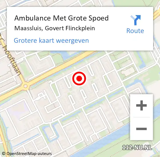 Locatie op kaart van de 112 melding: Ambulance Met Grote Spoed Naar Maassluis, Govert Flinckplein op 23 oktober 2021 11:24