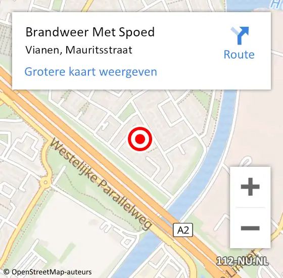 Locatie op kaart van de 112 melding: Brandweer Met Spoed Naar Vianen, Mauritsstraat op 23 oktober 2021 11:26