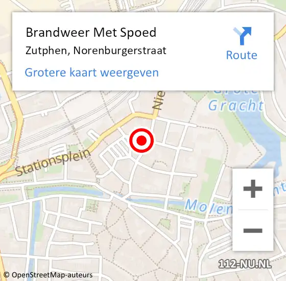 Locatie op kaart van de 112 melding: Brandweer Met Spoed Naar Zutphen, Norenburgerstraat op 26 juni 2014 22:45