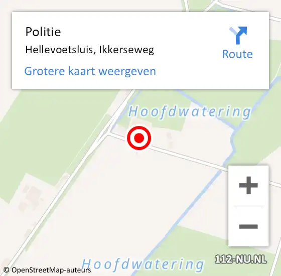 Locatie op kaart van de 112 melding: Politie Hellevoetsluis, Ikkerseweg op 23 oktober 2021 11:44