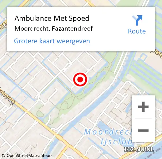 Locatie op kaart van de 112 melding: Ambulance Met Spoed Naar Moordrecht, Fazantendreef op 23 oktober 2021 11:44