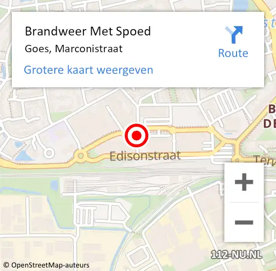 Locatie op kaart van de 112 melding: Brandweer Met Spoed Naar Goes, Marconistraat op 23 oktober 2021 11:47