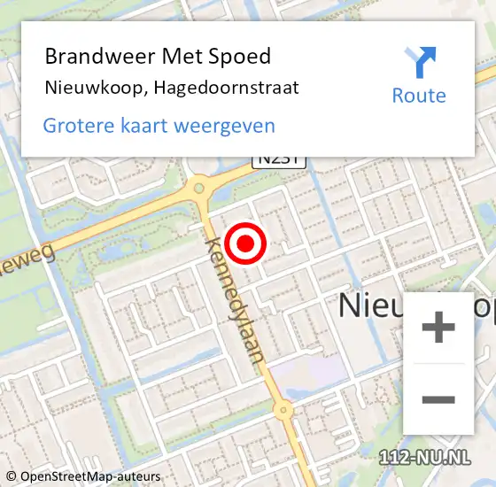 Locatie op kaart van de 112 melding: Brandweer Met Spoed Naar Nieuwkoop, Hagedoornstraat op 23 oktober 2021 11:58