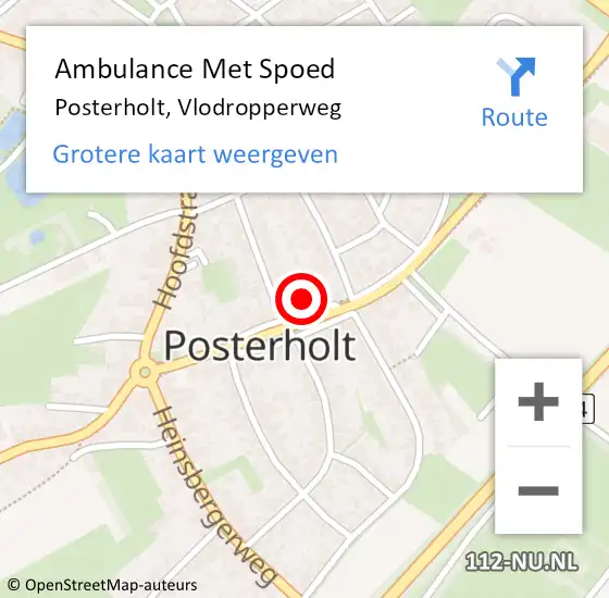 Locatie op kaart van de 112 melding: Ambulance Met Spoed Naar Posterholt, Vlodropperweg op 23 oktober 2021 11:59