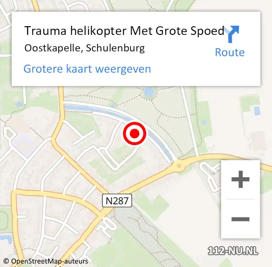 Locatie op kaart van de 112 melding: Trauma helikopter Met Grote Spoed Naar Oostkapelle, Schulenburg op 23 oktober 2021 12:09