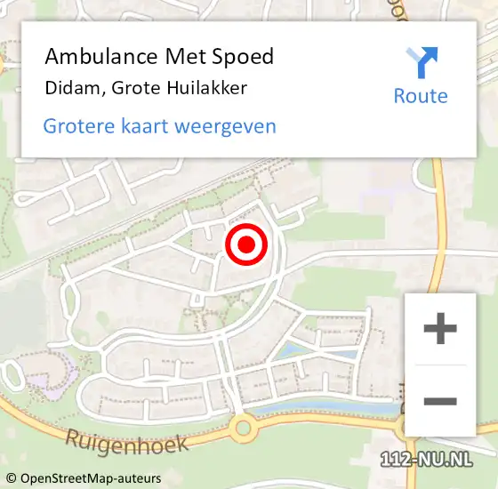 Locatie op kaart van de 112 melding: Ambulance Met Spoed Naar Didam, Grote Huilakker op 23 oktober 2021 12:11