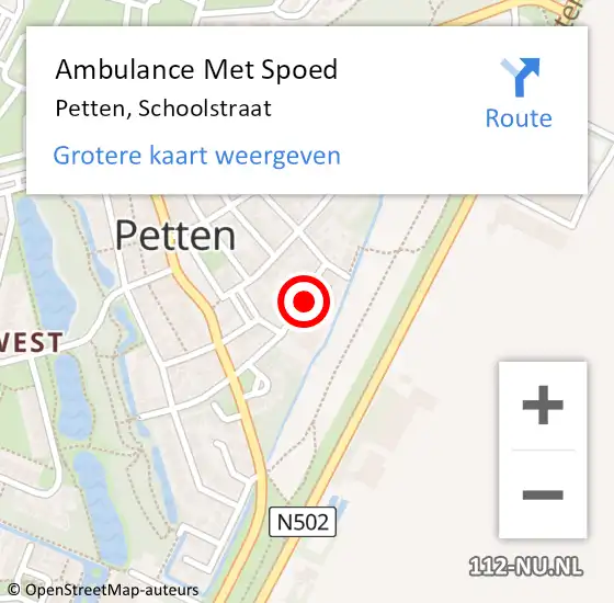 Locatie op kaart van de 112 melding: Ambulance Met Spoed Naar Petten, Schoolstraat op 23 oktober 2021 12:51