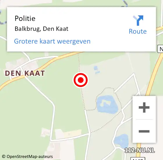 Locatie op kaart van de 112 melding: Politie Balkbrug, Den Kaat op 23 oktober 2021 13:07