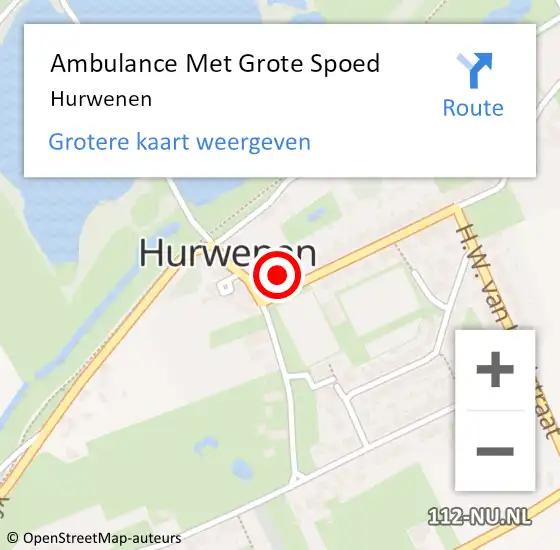 Locatie op kaart van de 112 melding: Ambulance Met Grote Spoed Naar Hurwenen op 23 oktober 2021 13:12