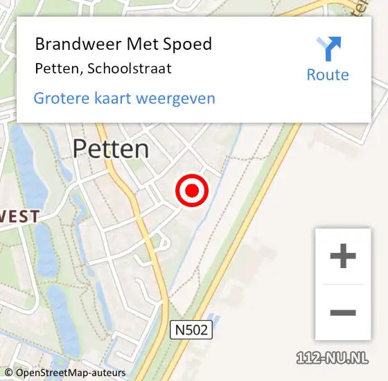 Locatie op kaart van de 112 melding: Brandweer Met Spoed Naar Petten, Schoolstraat op 23 oktober 2021 13:19