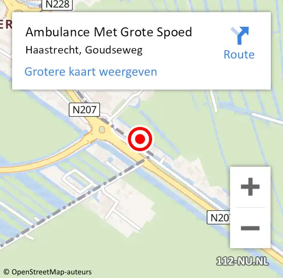 Locatie op kaart van de 112 melding: Ambulance Met Grote Spoed Naar Haastrecht, Goudseweg op 23 oktober 2021 13:23