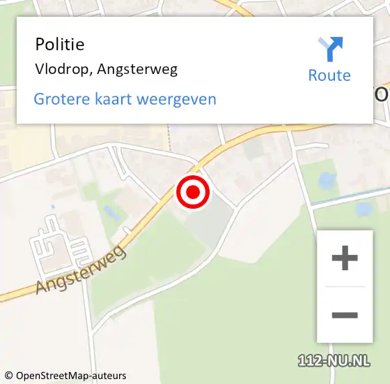 Locatie op kaart van de 112 melding: Politie Vlodrop, Angsterweg op 23 oktober 2021 13:33