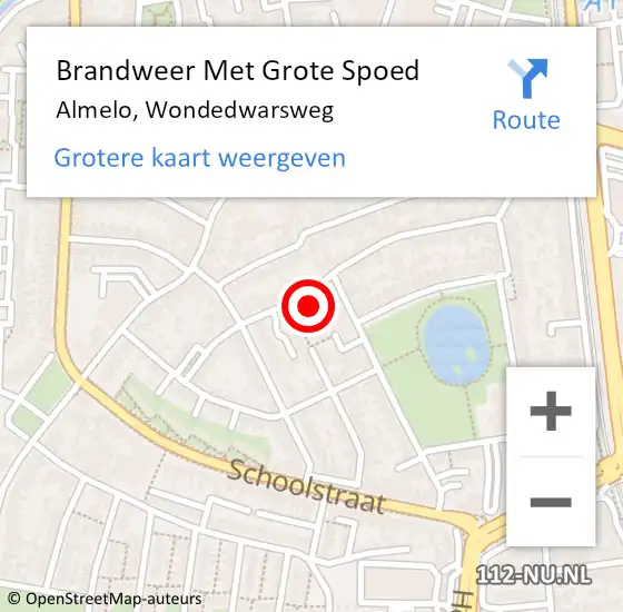 Locatie op kaart van de 112 melding: Brandweer Met Grote Spoed Naar Almelo, Wondedwarsweg op 23 oktober 2021 13:36