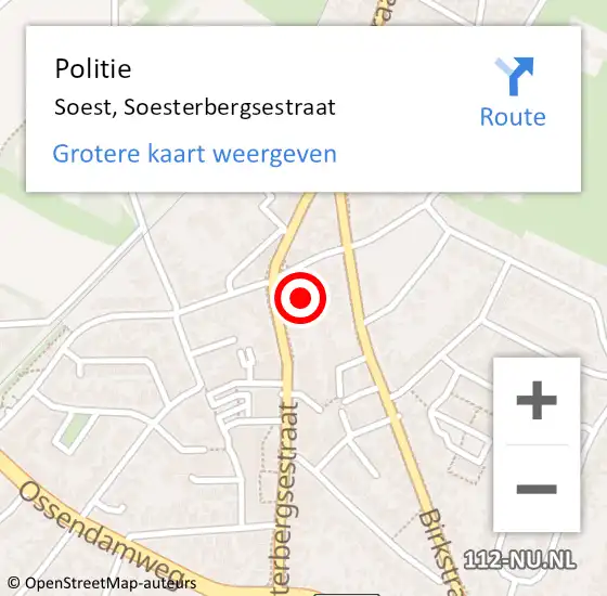 Locatie op kaart van de 112 melding: Politie Soest, Soesterbergsestraat op 23 oktober 2021 13:45