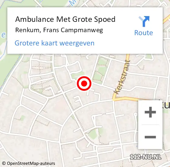 Locatie op kaart van de 112 melding: Ambulance Met Grote Spoed Naar Renkum, Frans Campmanweg op 23 oktober 2021 14:00