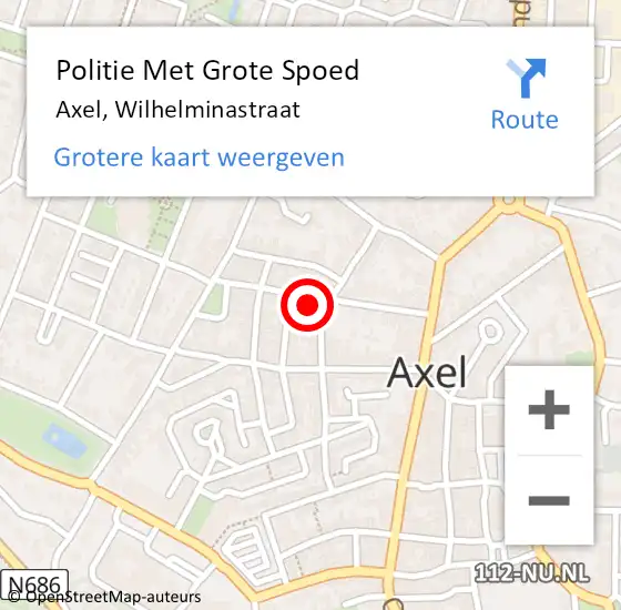 Locatie op kaart van de 112 melding: Politie Met Grote Spoed Naar Axel, Wilhelminastraat op 23 oktober 2021 14:15