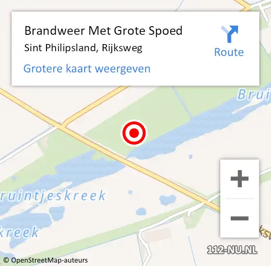 Locatie op kaart van de 112 melding: Brandweer Met Grote Spoed Naar Sint Philipsland, Rijksweg op 23 oktober 2021 14:37