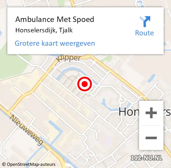 Locatie op kaart van de 112 melding: Ambulance Met Spoed Naar Honselersdijk, Tjalk op 23 oktober 2021 14:50