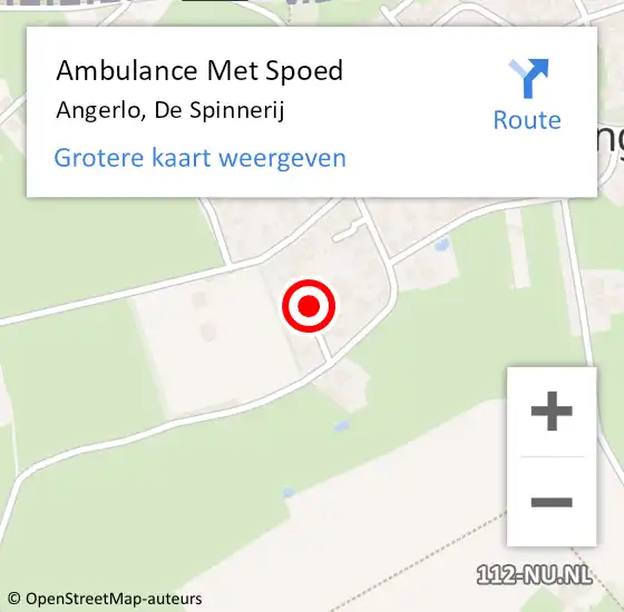 Locatie op kaart van de 112 melding: Ambulance Met Spoed Naar Angerlo, De Spinnerij op 23 oktober 2021 15:05