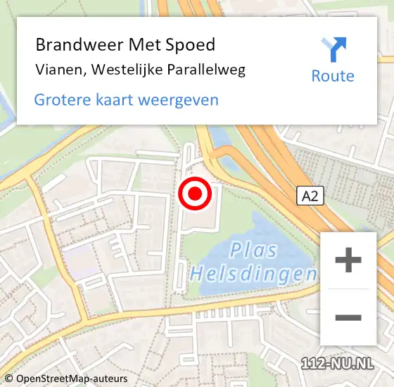 Locatie op kaart van de 112 melding: Brandweer Met Spoed Naar Vianen, Westelijke Parallelweg op 23 oktober 2021 15:12