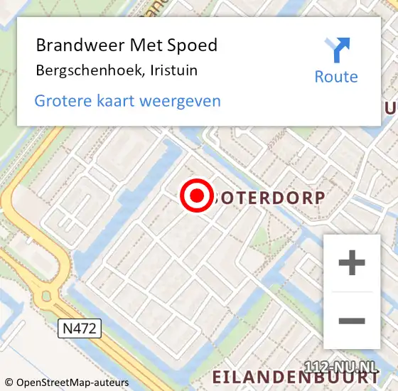 Locatie op kaart van de 112 melding: Brandweer Met Spoed Naar Bergschenhoek, Iristuin op 23 oktober 2021 15:29