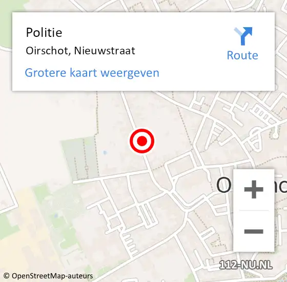 Locatie op kaart van de 112 melding: Politie Oirschot, Nieuwstraat op 23 oktober 2021 15:32