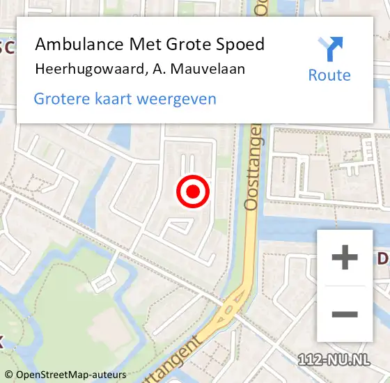 Locatie op kaart van de 112 melding: Ambulance Met Grote Spoed Naar Heerhugowaard, A. Mauvelaan op 23 oktober 2021 16:00