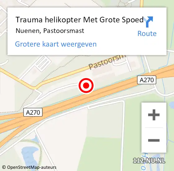 Locatie op kaart van de 112 melding: Trauma helikopter Met Grote Spoed Naar Nuenen, Pastoorsmast op 23 oktober 2021 16:06