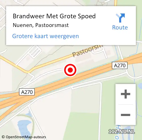 Locatie op kaart van de 112 melding: Brandweer Met Grote Spoed Naar Nuenen, Pastoorsmast op 23 oktober 2021 16:09