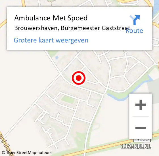 Locatie op kaart van de 112 melding: Ambulance Met Spoed Naar Brouwershaven, Burgemeester Gaststraat op 26 juni 2014 23:38