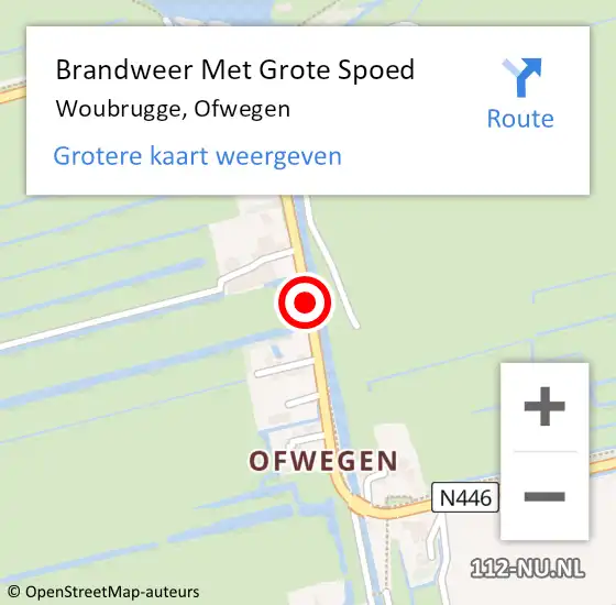 Locatie op kaart van de 112 melding: Brandweer Met Grote Spoed Naar Woubrugge, Ofwegen op 23 oktober 2021 16:20