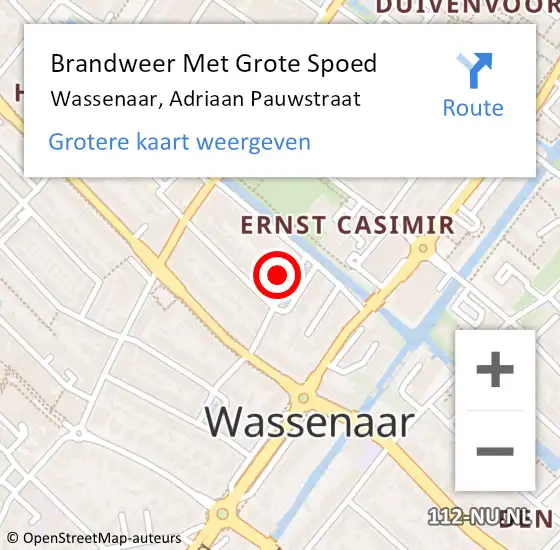 Locatie op kaart van de 112 melding: Brandweer Met Grote Spoed Naar Wassenaar, Adriaan Pauwstraat op 23 oktober 2021 16:26