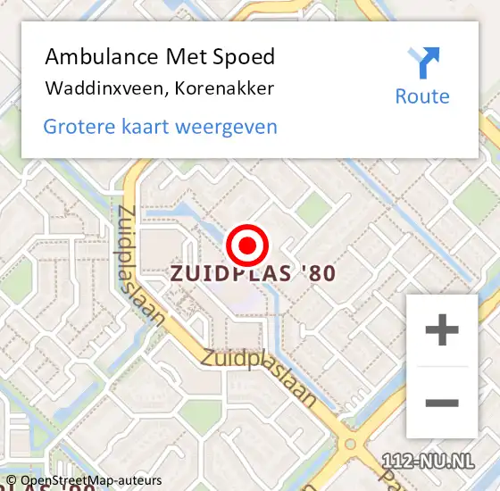 Locatie op kaart van de 112 melding: Ambulance Met Spoed Naar Waddinxveen, Korenakker op 23 oktober 2021 16:37