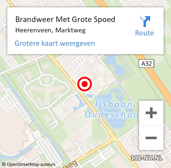 Locatie op kaart van de 112 melding: Brandweer Met Grote Spoed Naar Heerenveen, Marktweg op 23 oktober 2021 16:53