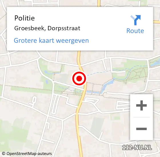 Locatie op kaart van de 112 melding: Politie Groesbeek, Dorpsstraat op 23 oktober 2021 17:06