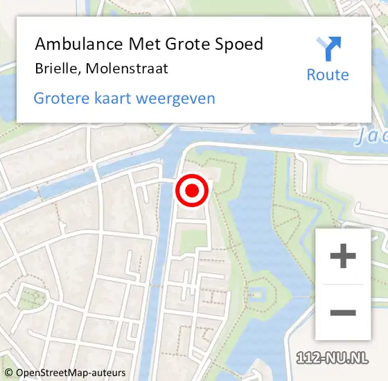 Locatie op kaart van de 112 melding: Ambulance Met Grote Spoed Naar Brielle, Molenstraat op 23 oktober 2021 17:11