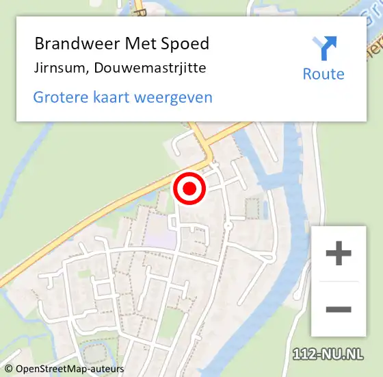 Locatie op kaart van de 112 melding: Brandweer Met Spoed Naar Jirnsum, Douwemastrjitte op 23 oktober 2021 17:21