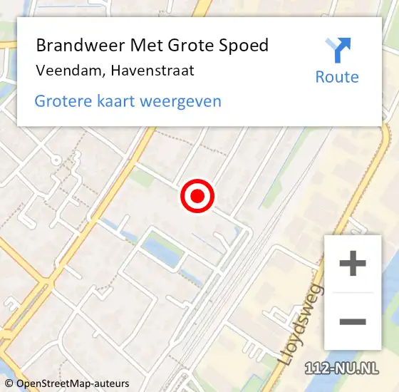 Locatie op kaart van de 112 melding: Brandweer Met Grote Spoed Naar Veendam, Havenstraat op 23 oktober 2021 17:25