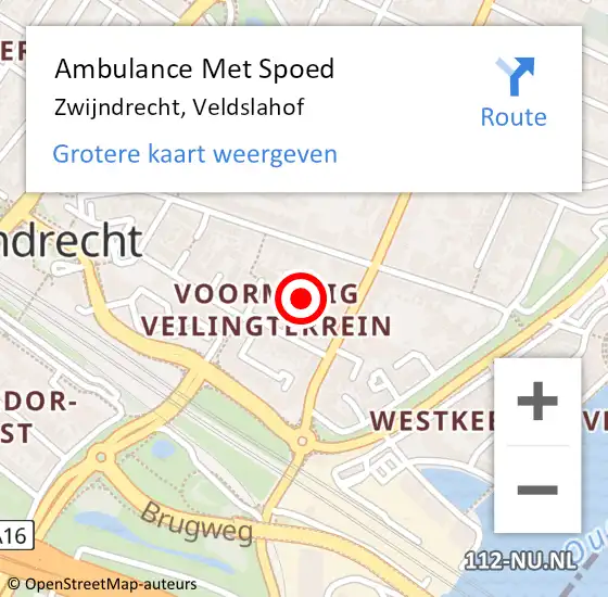 Locatie op kaart van de 112 melding: Ambulance Met Spoed Naar Zwijndrecht, Veldslahof op 23 oktober 2021 17:28